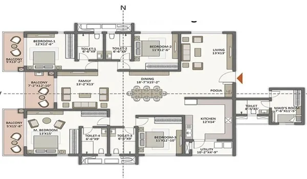 Sobha Wisteria 4 BHK Floor Plan
